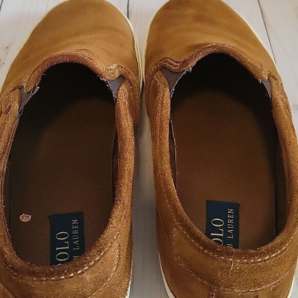 Polo Ralph Lauren Men Vaughn II slip on sneaker size Brown Suede Size 10.5 - Picture 8 of 12